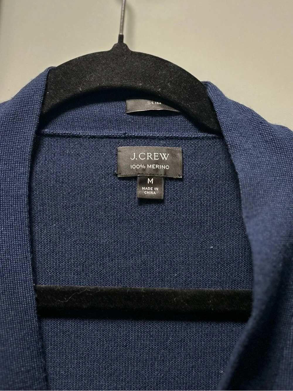 J.Crew  Men's Navy Blue V-Neck Button-Up Merino wool Cardigan Sweater M